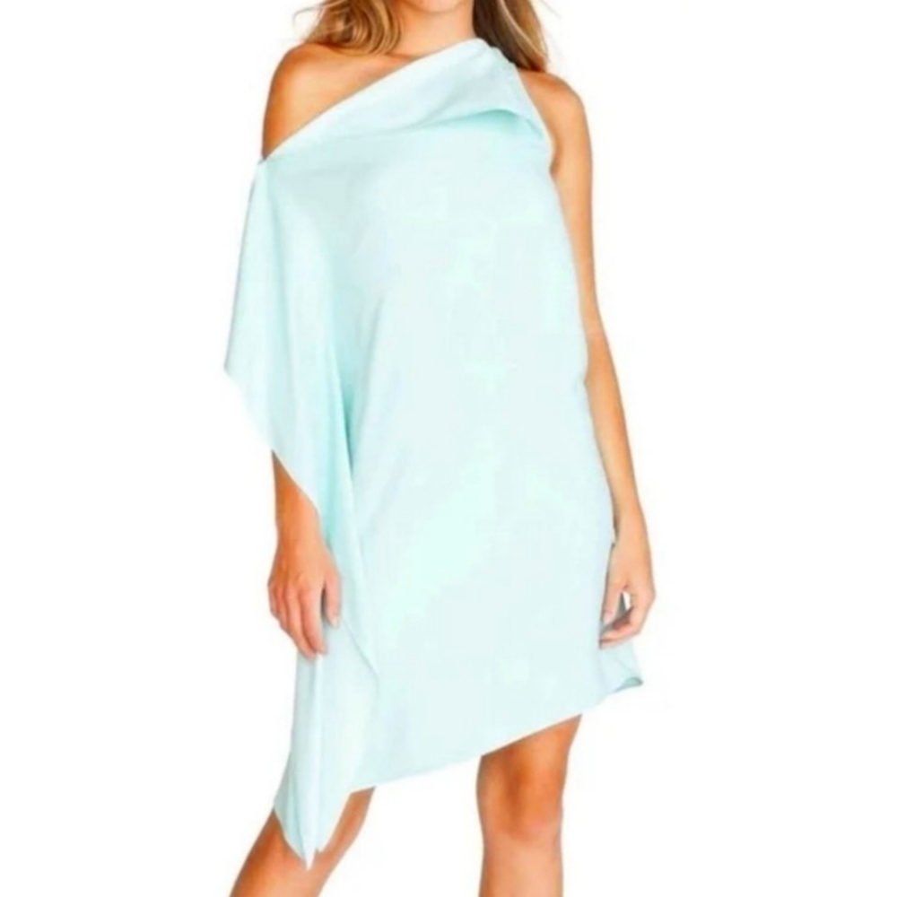 Trina Turk Ellyson One Shoulder Dress in Sea Glass Womens size M